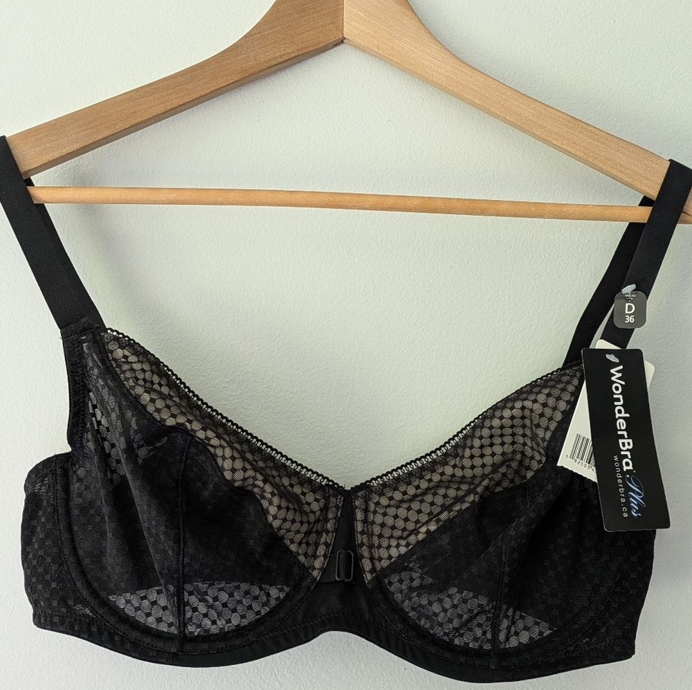 Wonderbra Black Lace Perfect Shape T-Shirt Bra 36D NWT